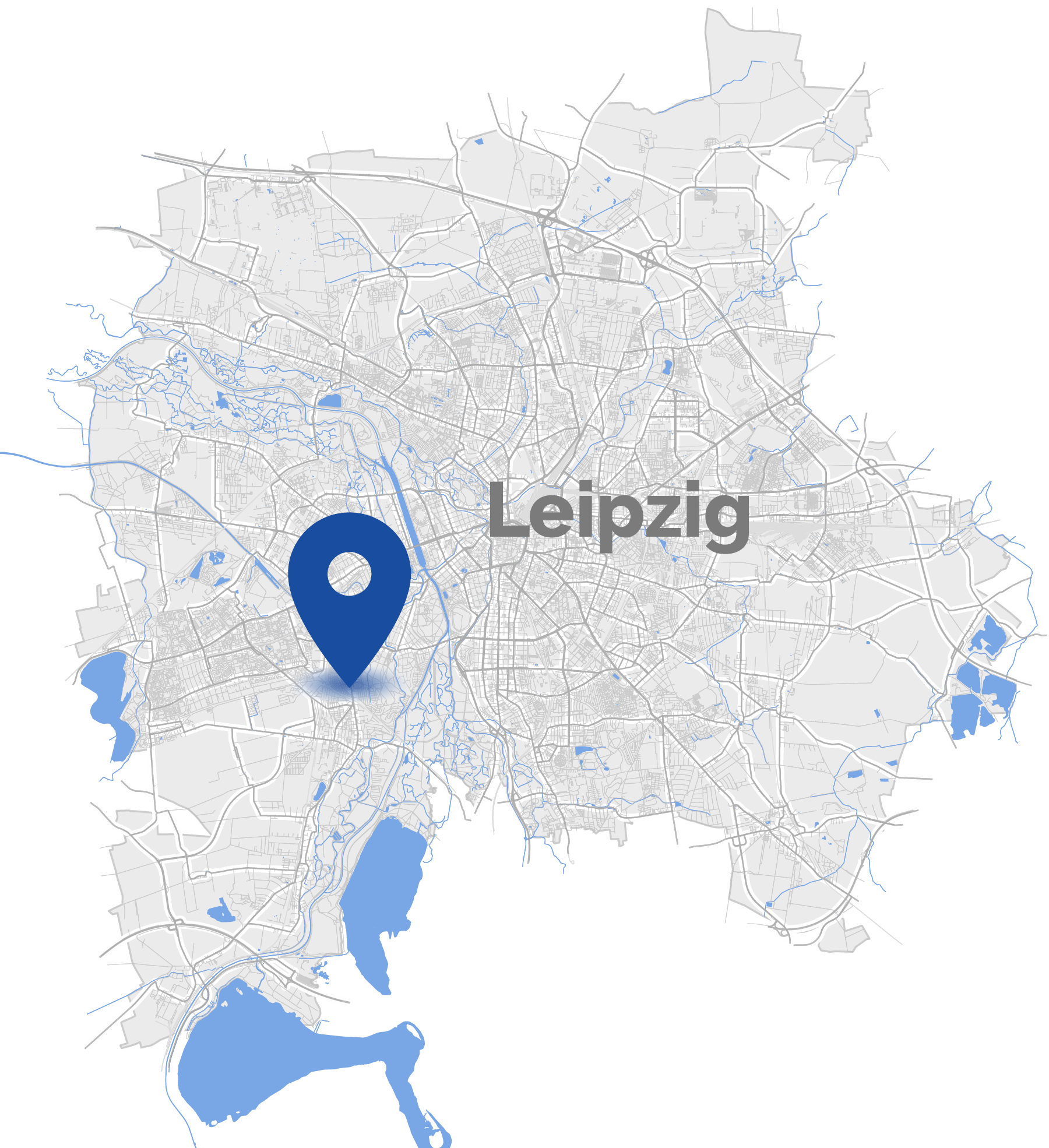 Stadtkarten Leipzig mit dem eingezeichneten Standort.